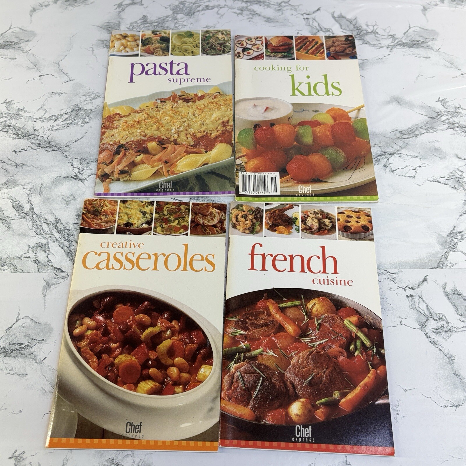 Lot of 4 Cookbooks chef express kids meals pasta casseroles french mixed lot