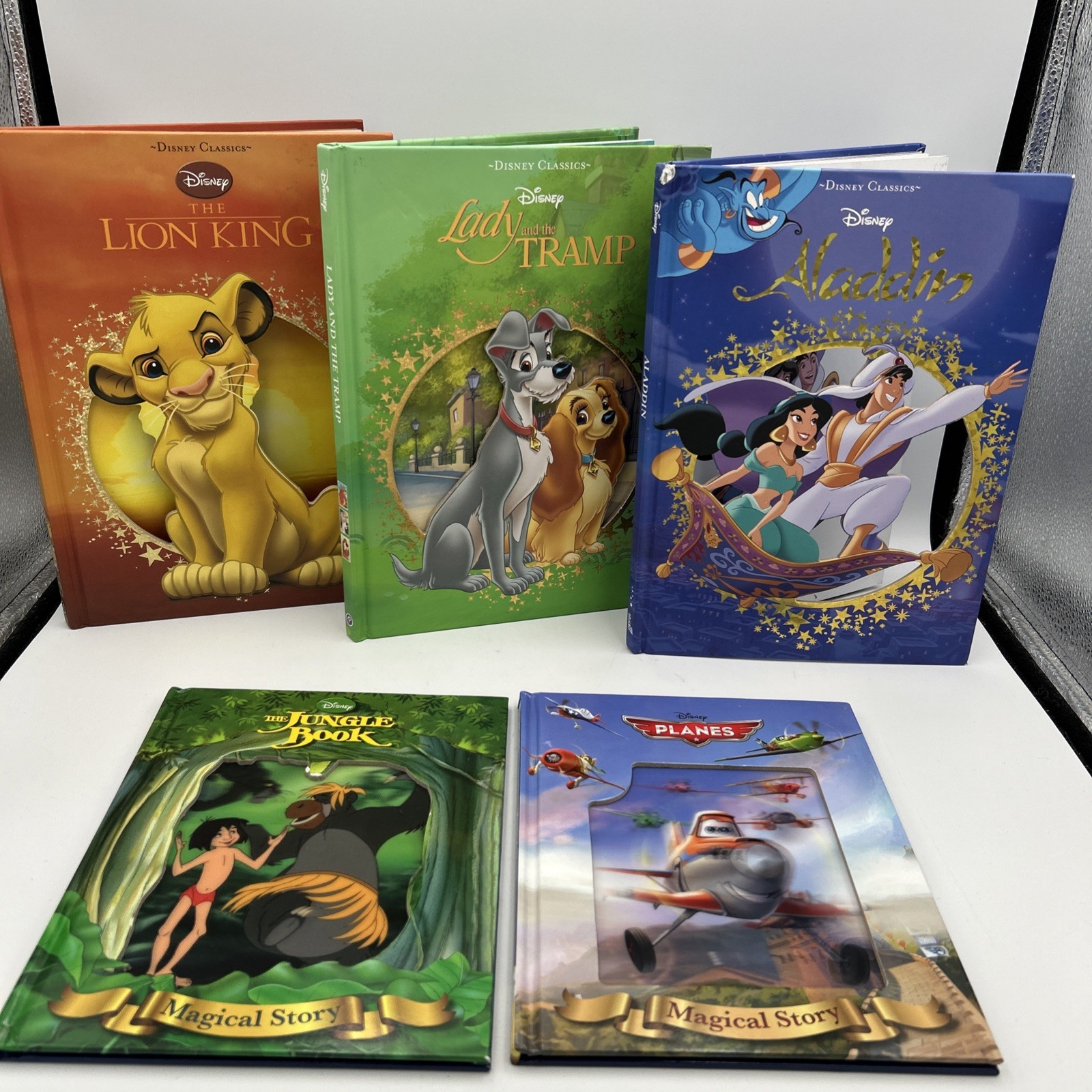 Walt Disney Hardback Books Lot Of 5: Jungle Book Lady The Tramp & Aladdin Lion