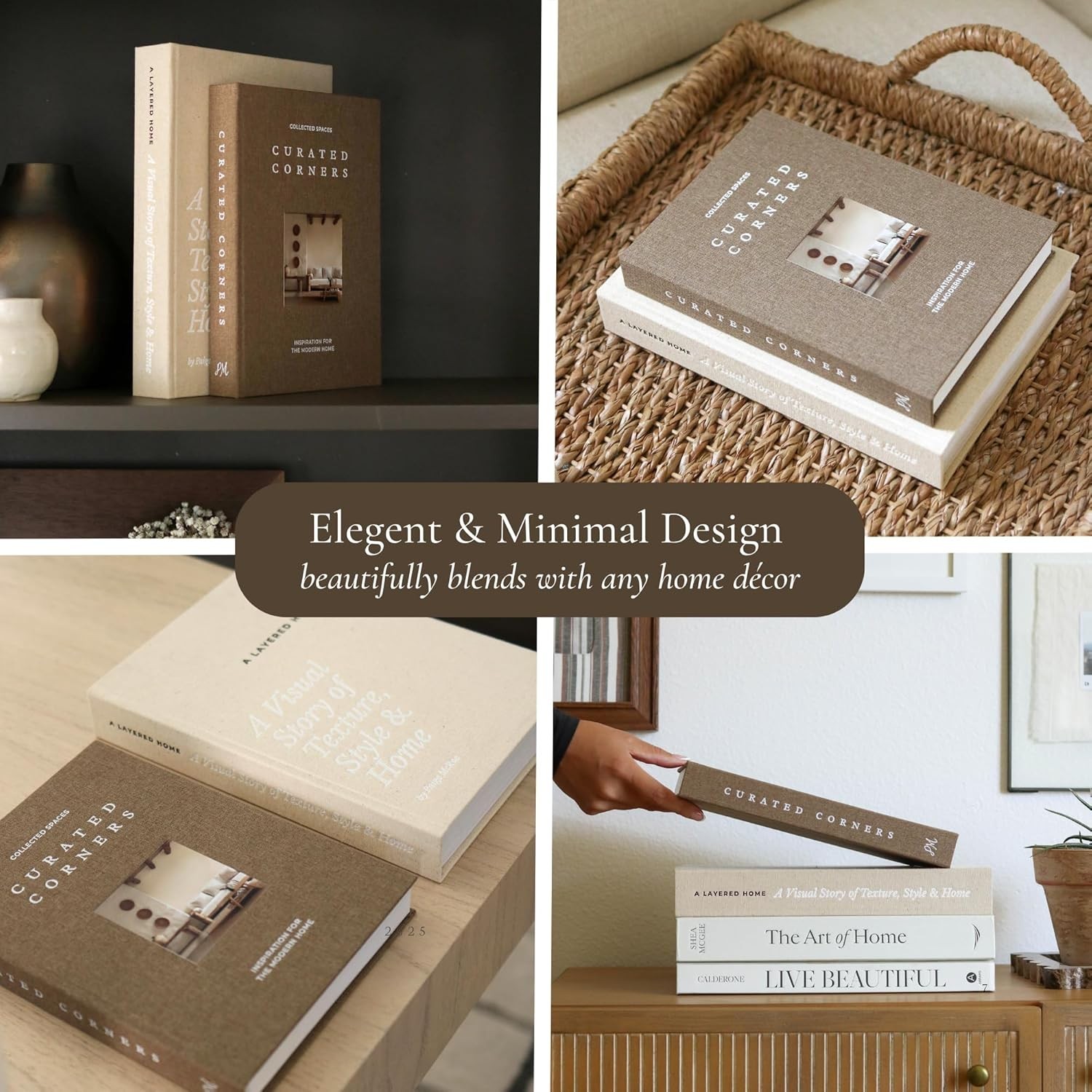 Chic Decorative Book Set with Storage – 2 Linen Covers for Home Styling