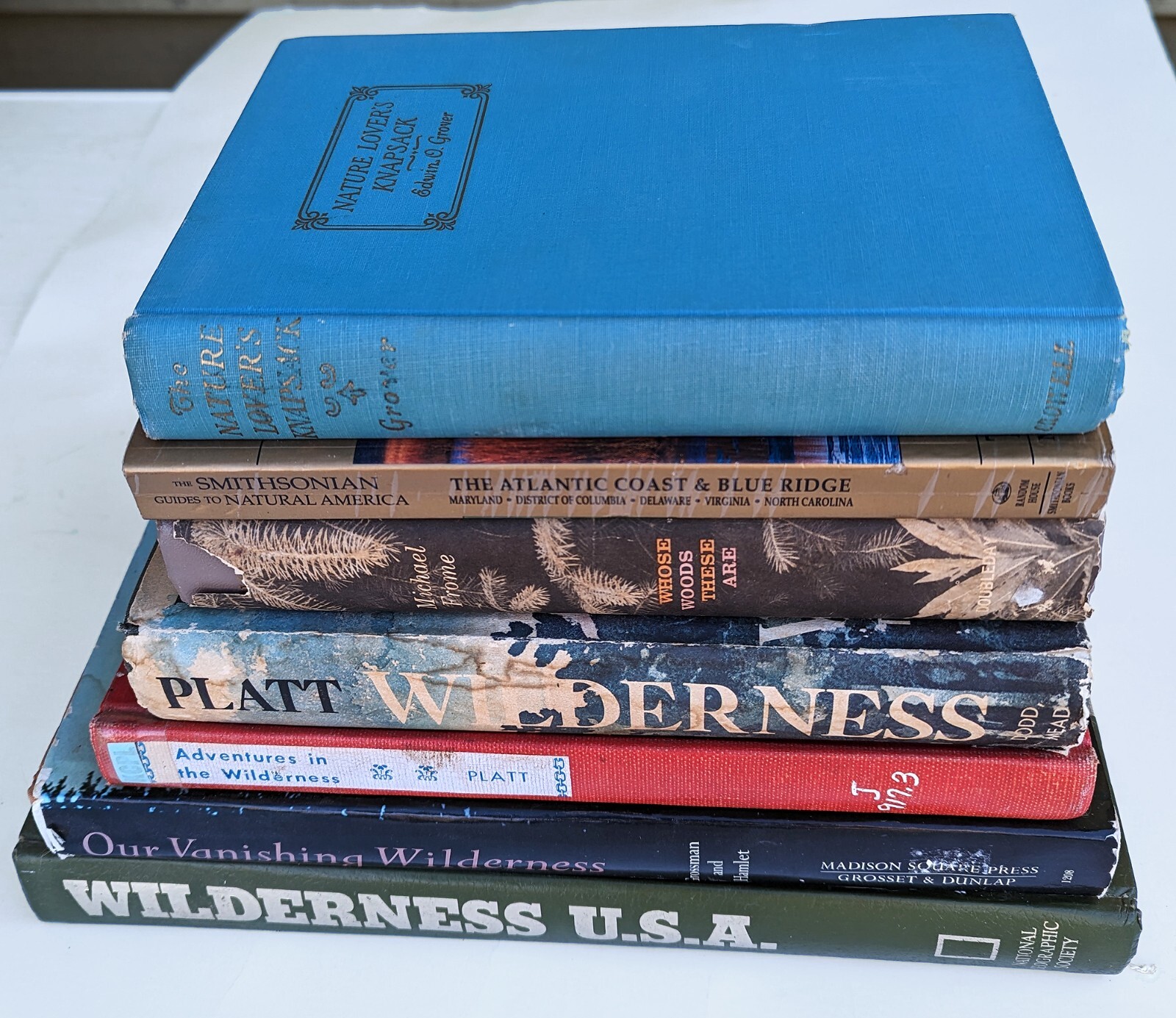 Lot of 7 books on the American wilderness, national forests, inspired poetry