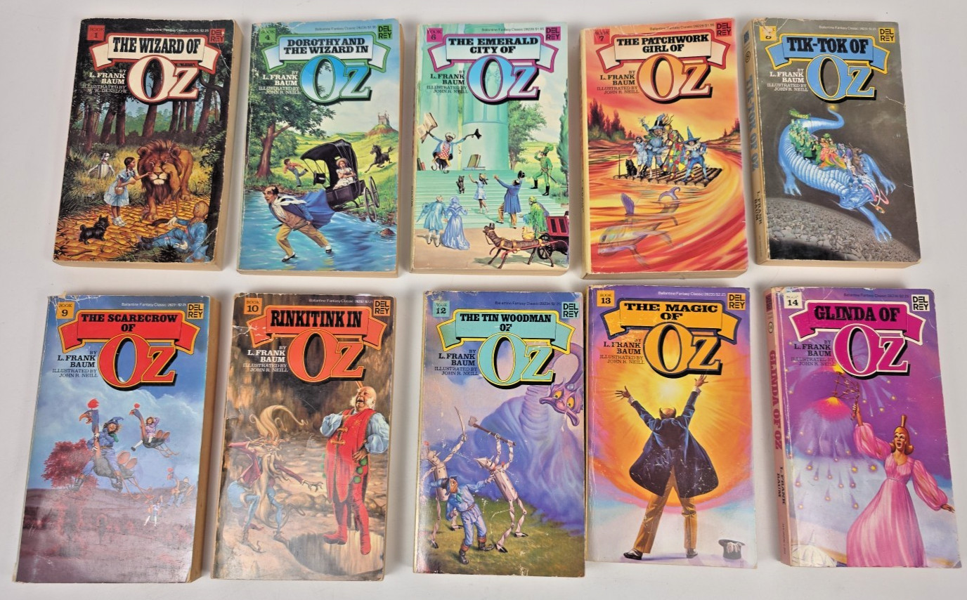 Lot 10 Wizard of Oz Del Rey Paperback L Frank Baum 1 4 6-10 13 & 14 First Prints