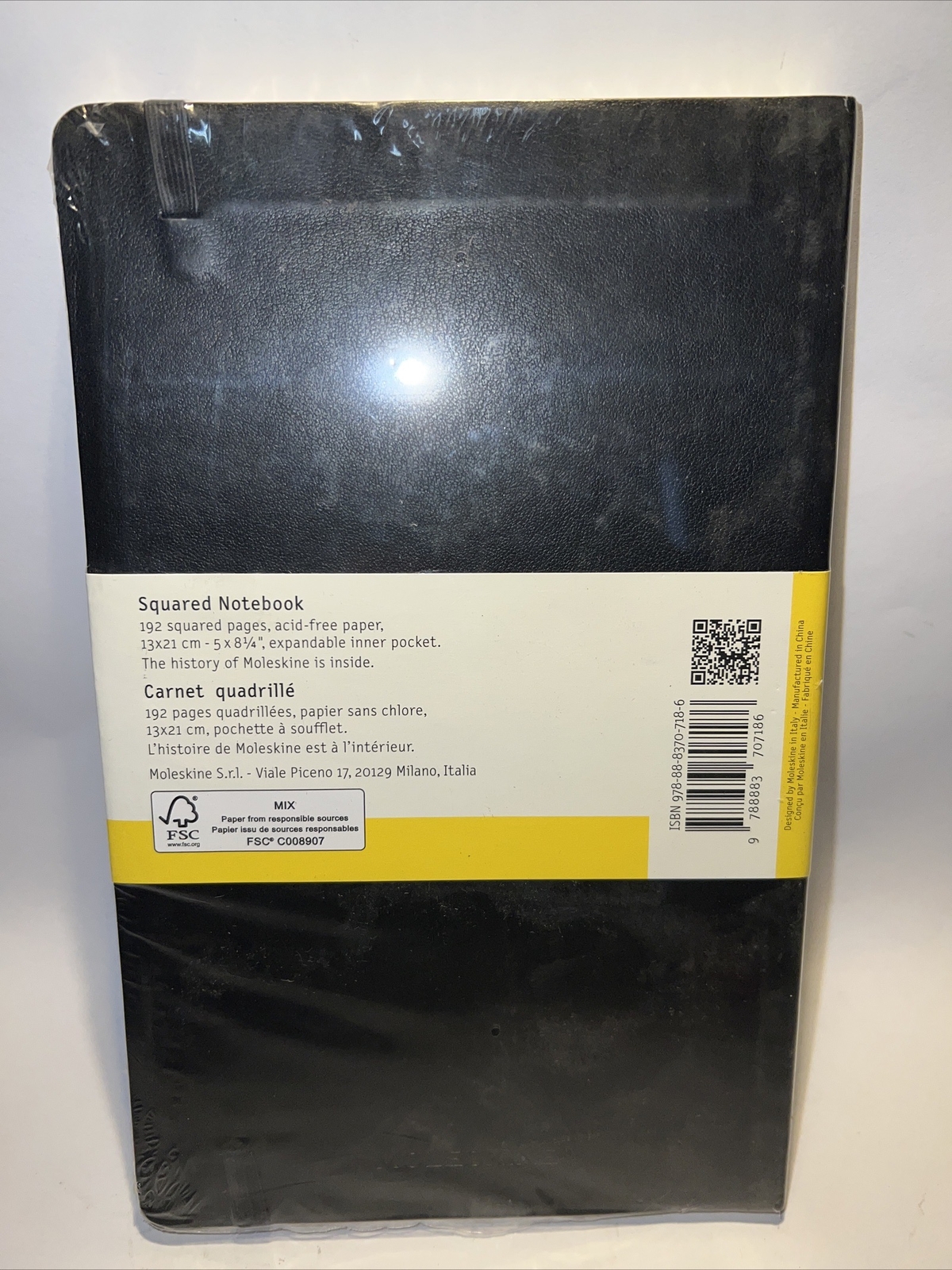 Moleskine Classic Notebook, 5×8.25 Squared, Black, Soft Cover