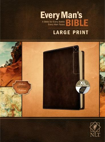 Every Man’s Bible NLT, Large Print, Deluxe Explorer Edition Rustic Brown,Indexed