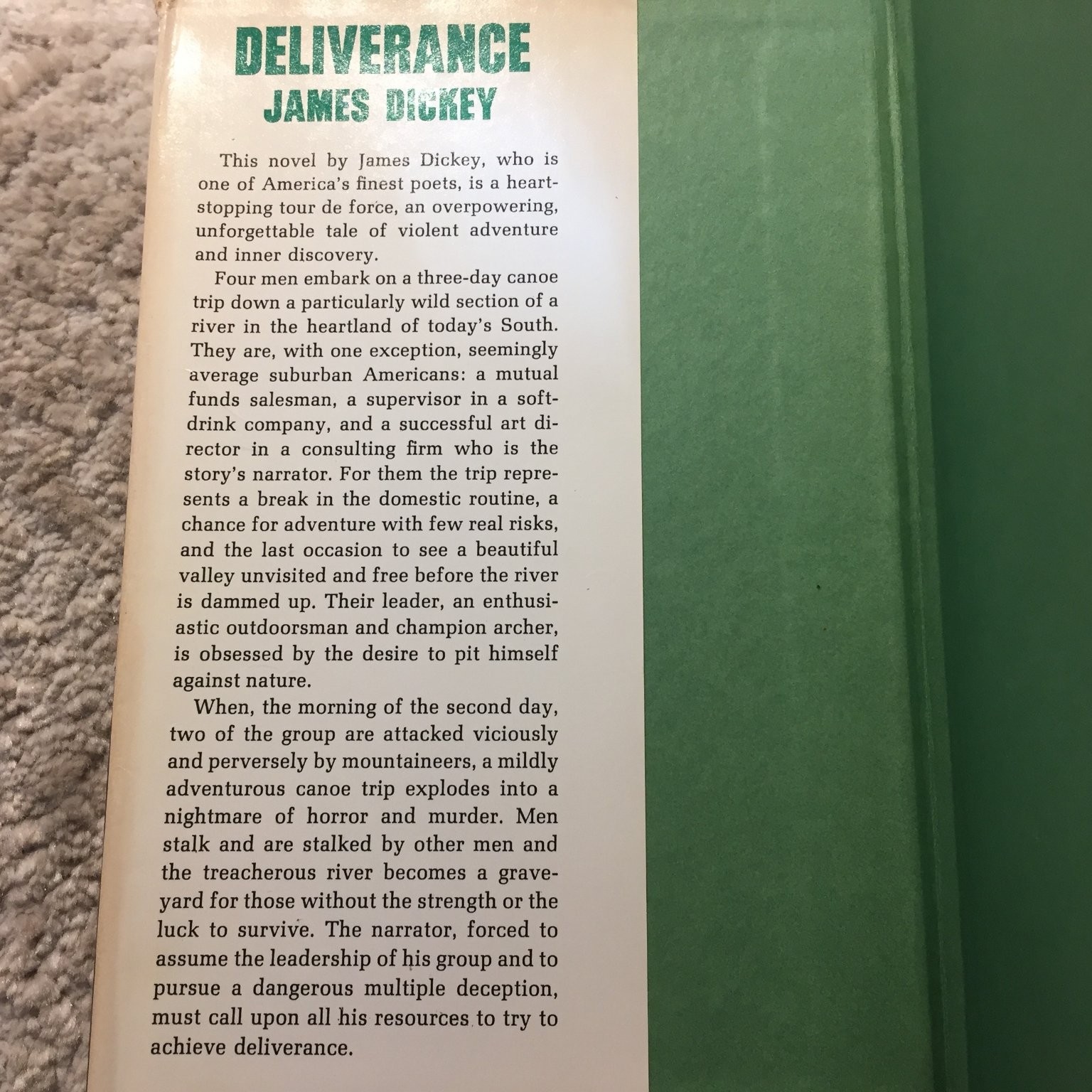 Deliverance James Dickey 1970 First Edition Houghton Mifflin Southern Gothic