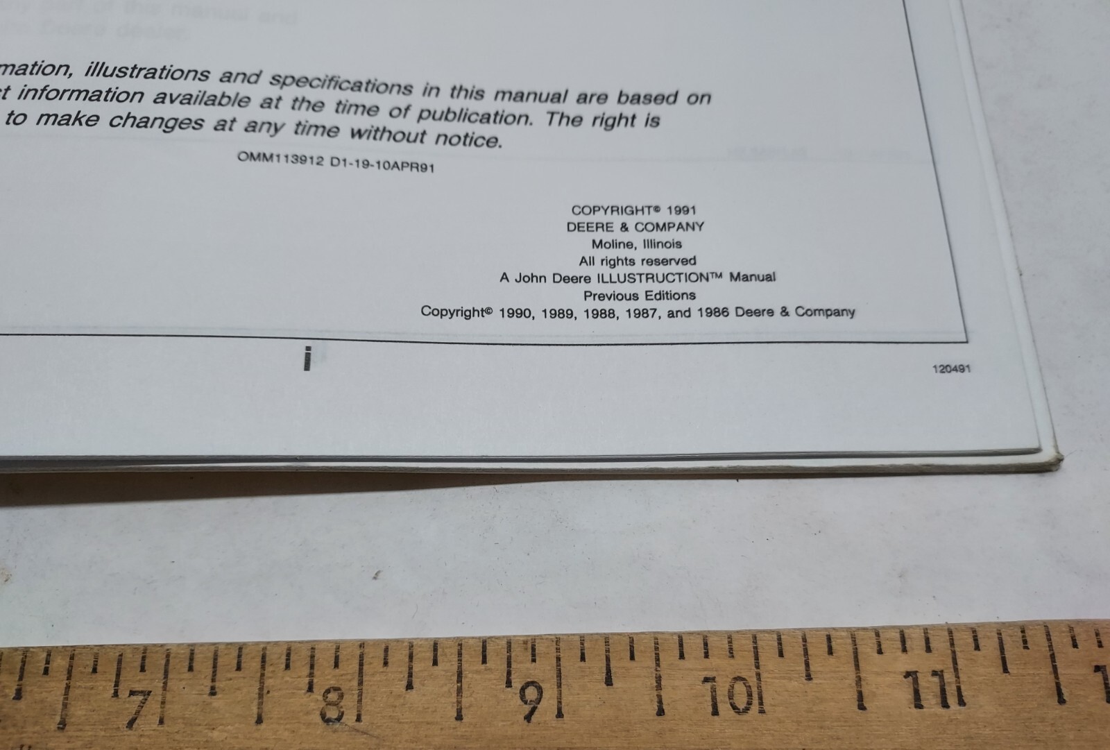JOHN DEERE – OPERATOR’S MANUAL – 7 Backhoe – listing #5401