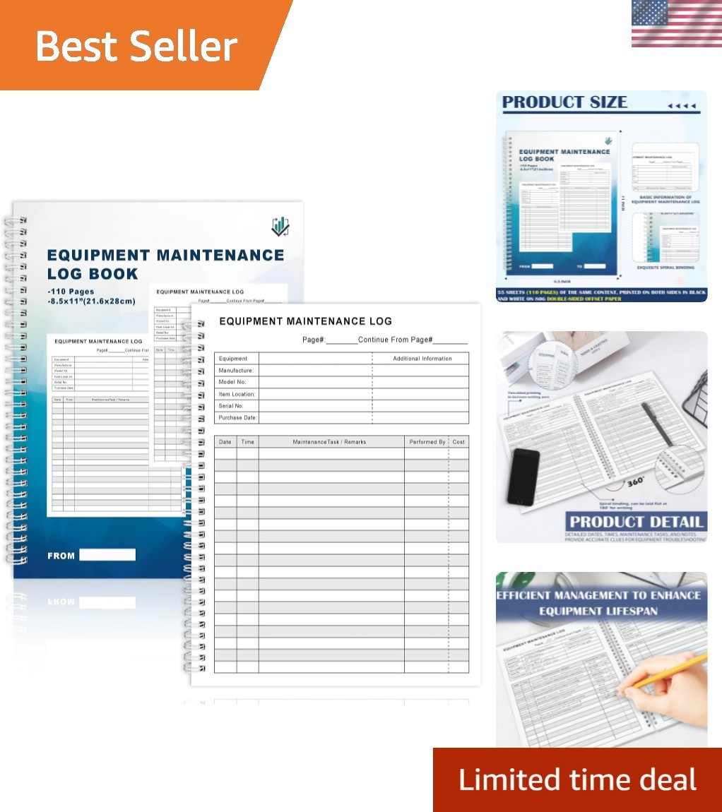 LKTHSEEK Equipment Maintenance Log Book 8.5 x 11 Inch 110 Pages Maintenance R…
