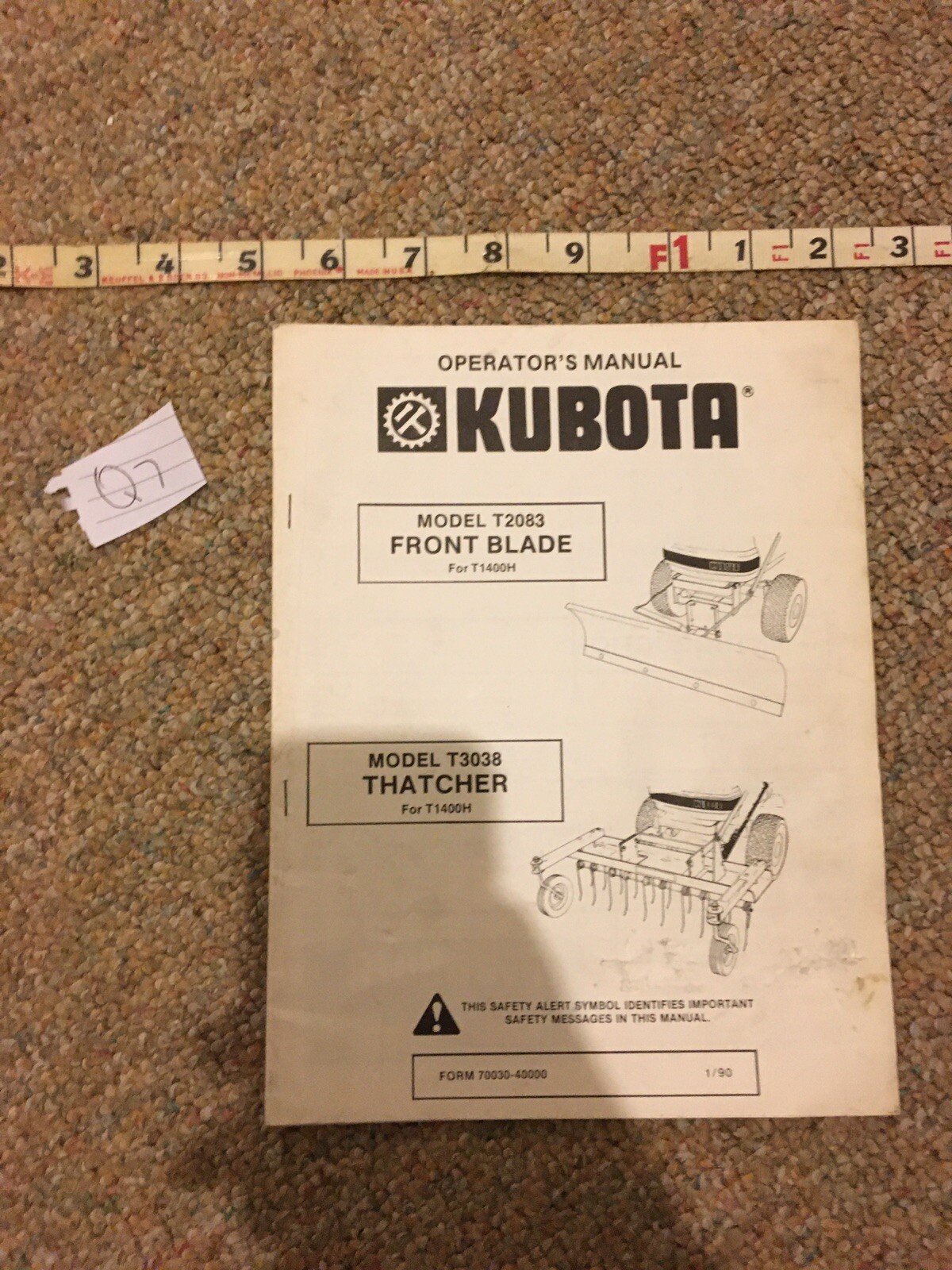 Kubota T2083 Front Blade And T3038 Thatcher Operator’s Manual – 18 Pages