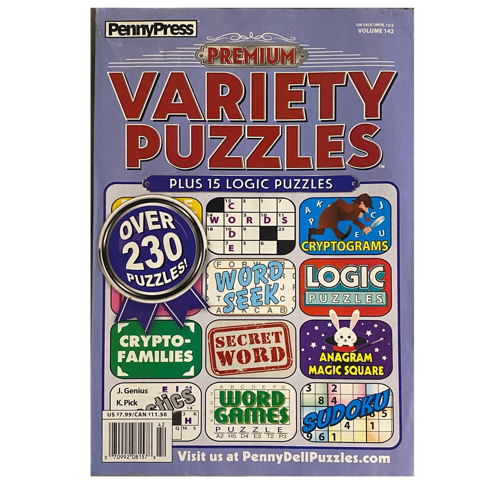 VARIETY PUZZLES PennyPress Premium Volume 142 DECEMBER 2025 Over 230 Puzzles!