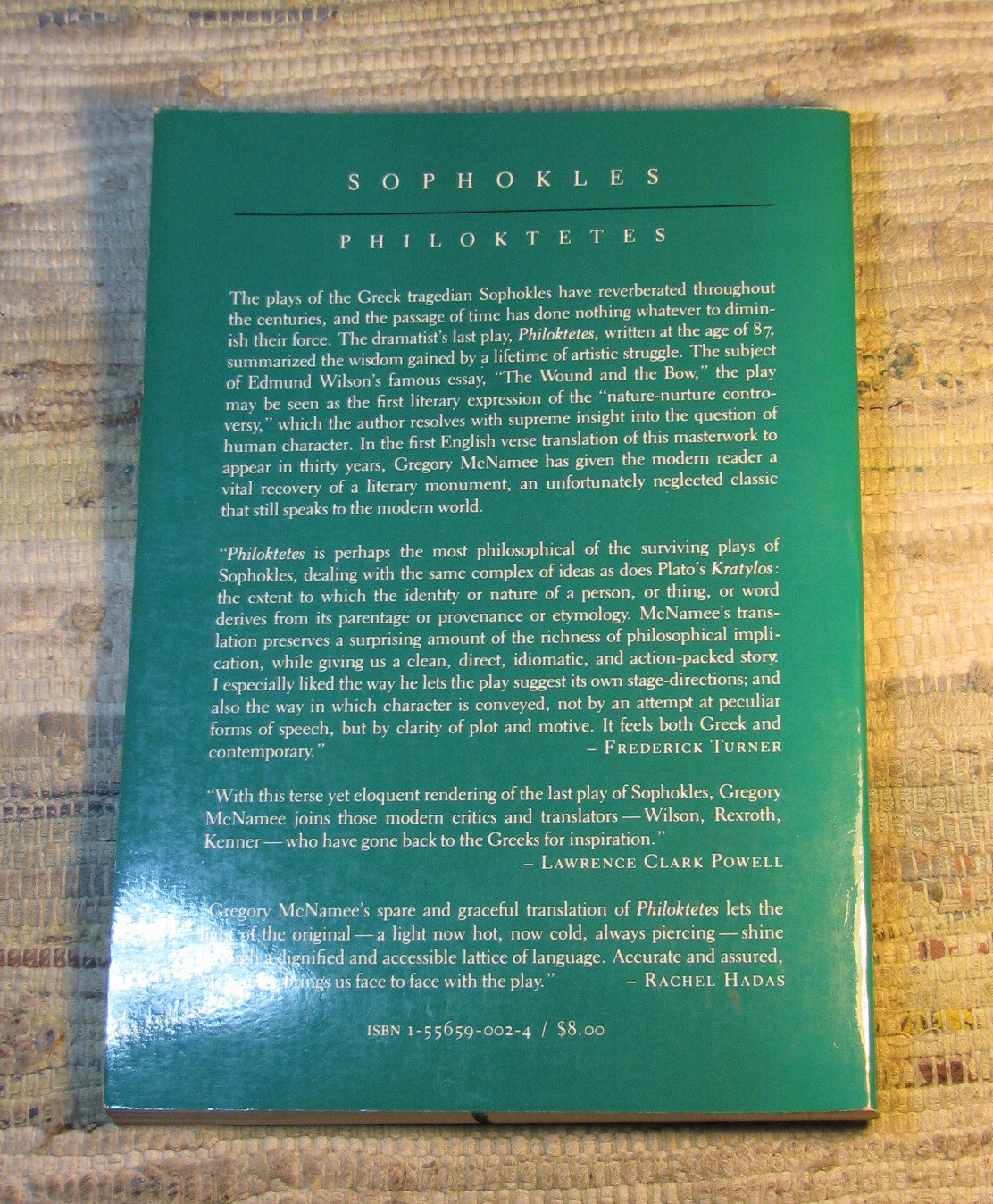 PHILOKTETES by Sophokles Gregory McNamee 1986 Copper Canyon Press 1st Ed PB