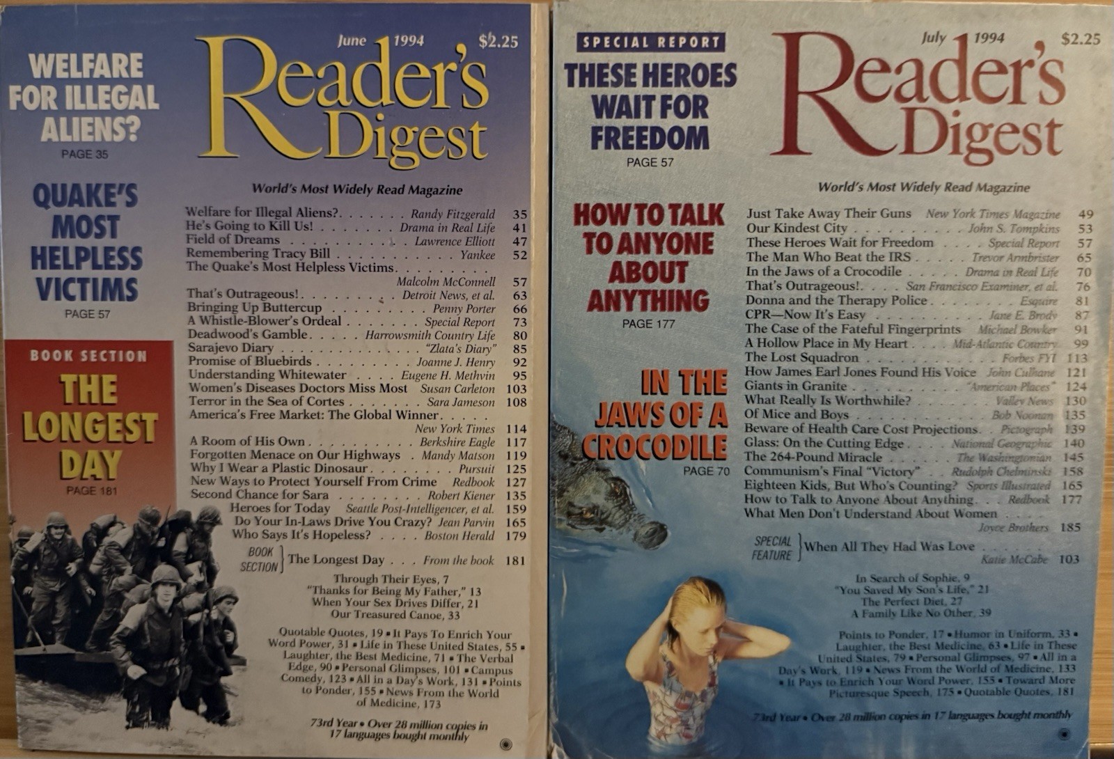 1994 June July READER’S DIGEST MAGAZINE 2 Vintage History Art Humor Ageless