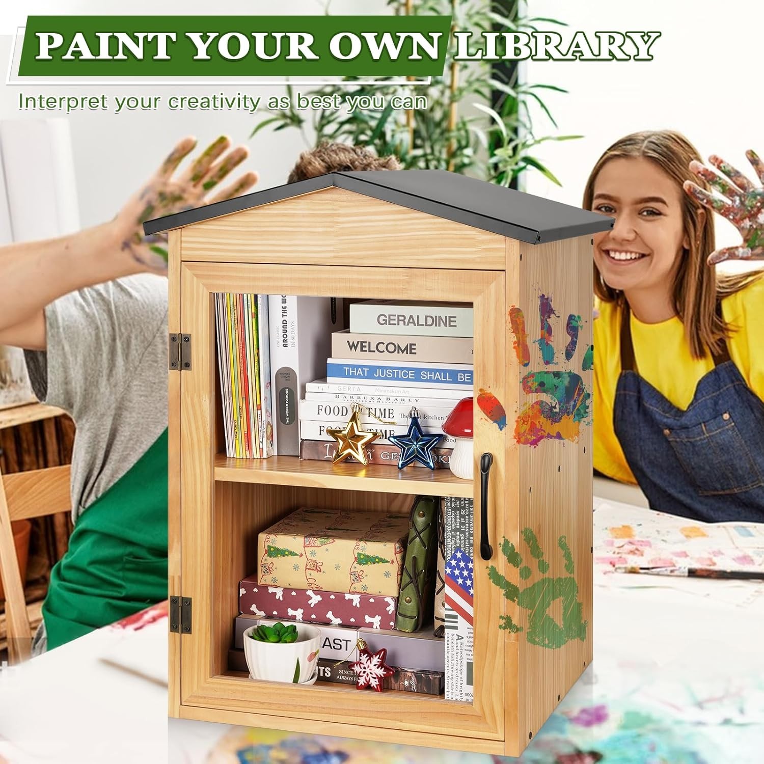 Little Library Box Outdoor Free Library, Double Outdoor Library Book Box Storage