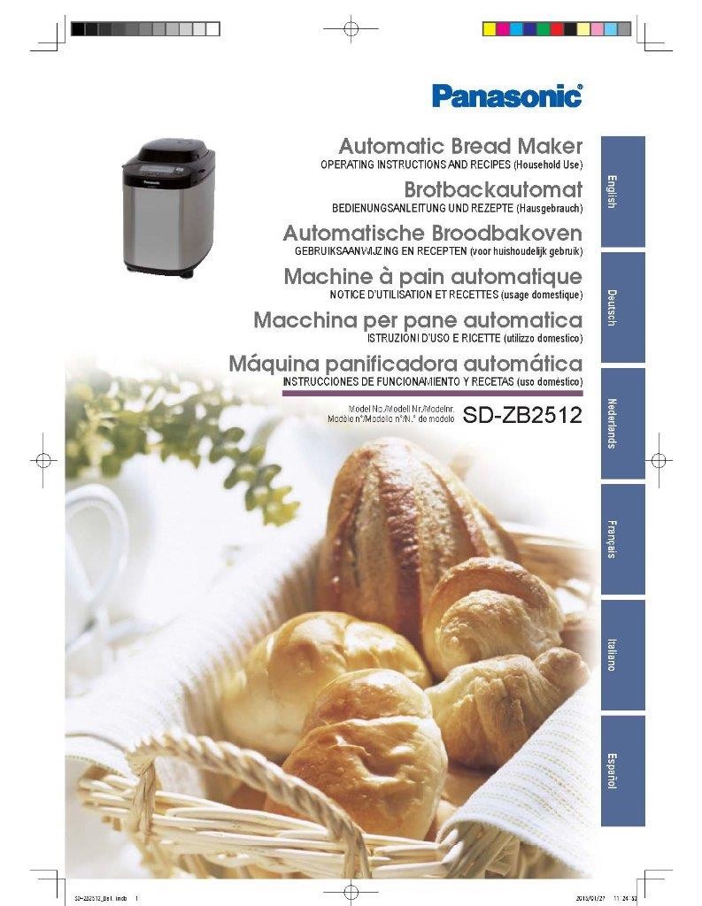 Panasonic SD-ZB2512 Bread Machine Owners Manual: 46 Pages, Color, Coil Bound