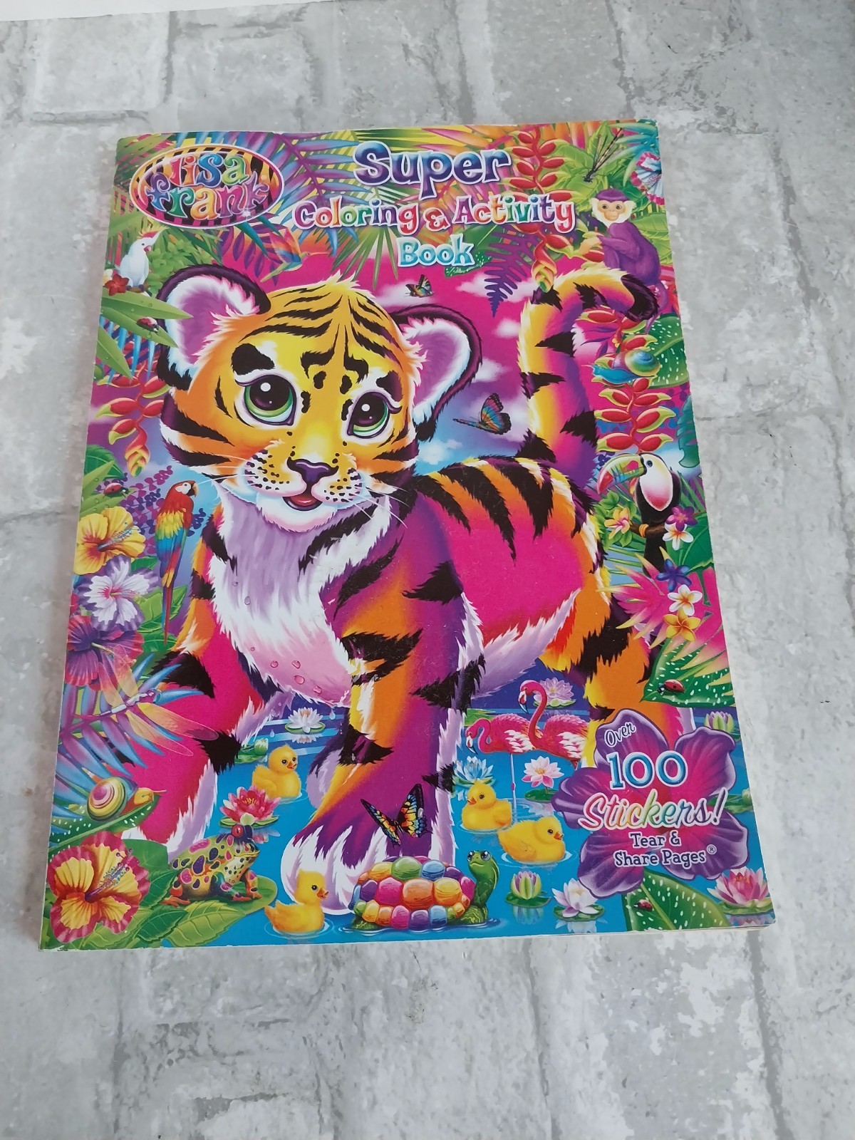 2014 Lisa Frank Super Coloring Activity Book W/ Over 100 Stickers Tear & Share