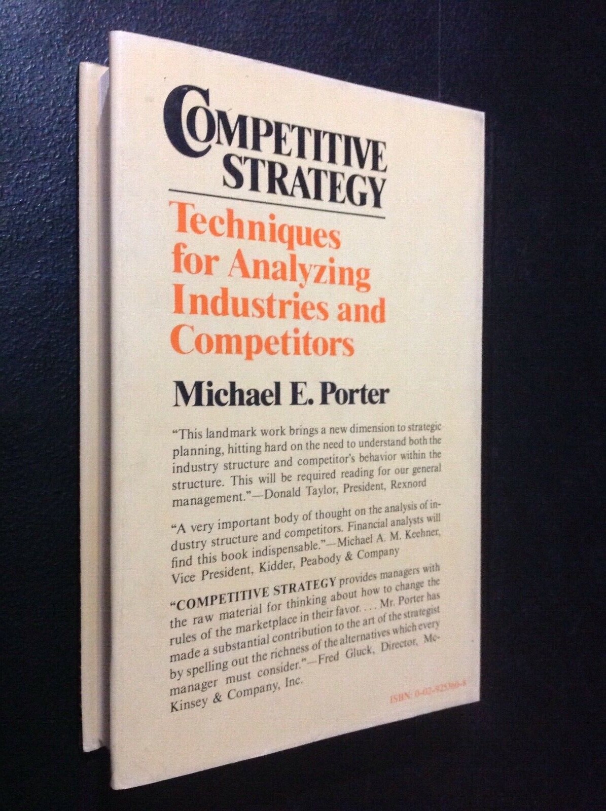 Competitive Strategy by Michael E. Porter 1980 HC/DJ (Free Press) Like New