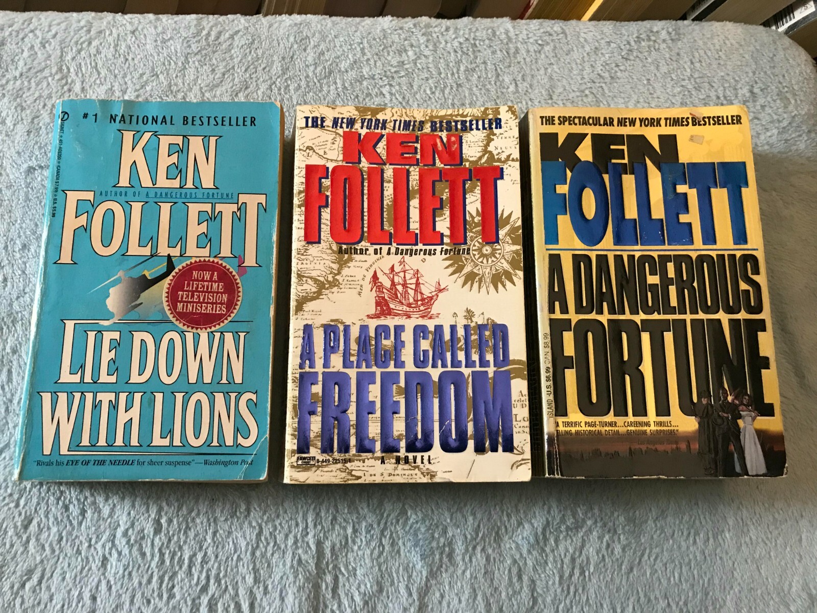Ken Follet 3 Book Lot – A Place Called Freedom, A Dangerous Fortune & More -USED