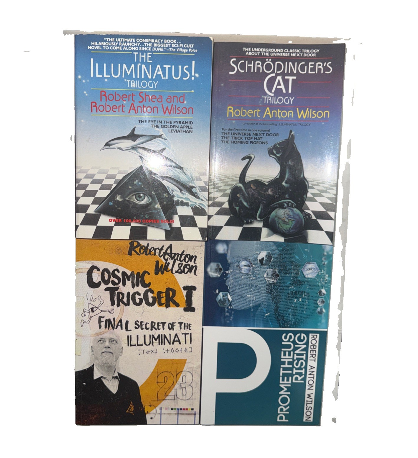 Robert Anton Wilson 4 Book Lot Illuminatus Cosmic Trigger Prometheus Rising