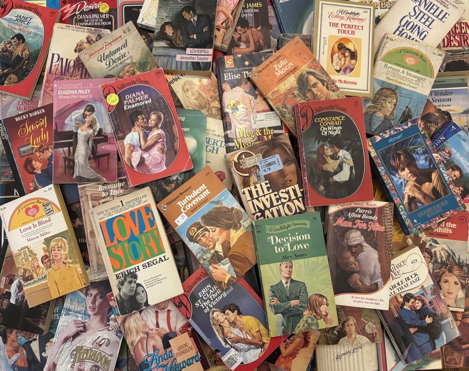Lot of 10 VTG ROMANCE Paperback Books- 70s-90s Candlelight Valentine HQN RANDOM