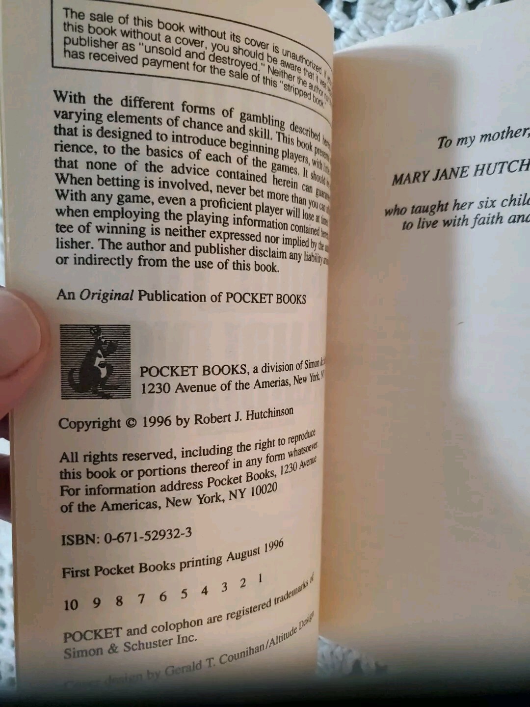 The Absolute Beginner’s Guide to Gambling Robert Hutchinson 1996 Pocket Books LN