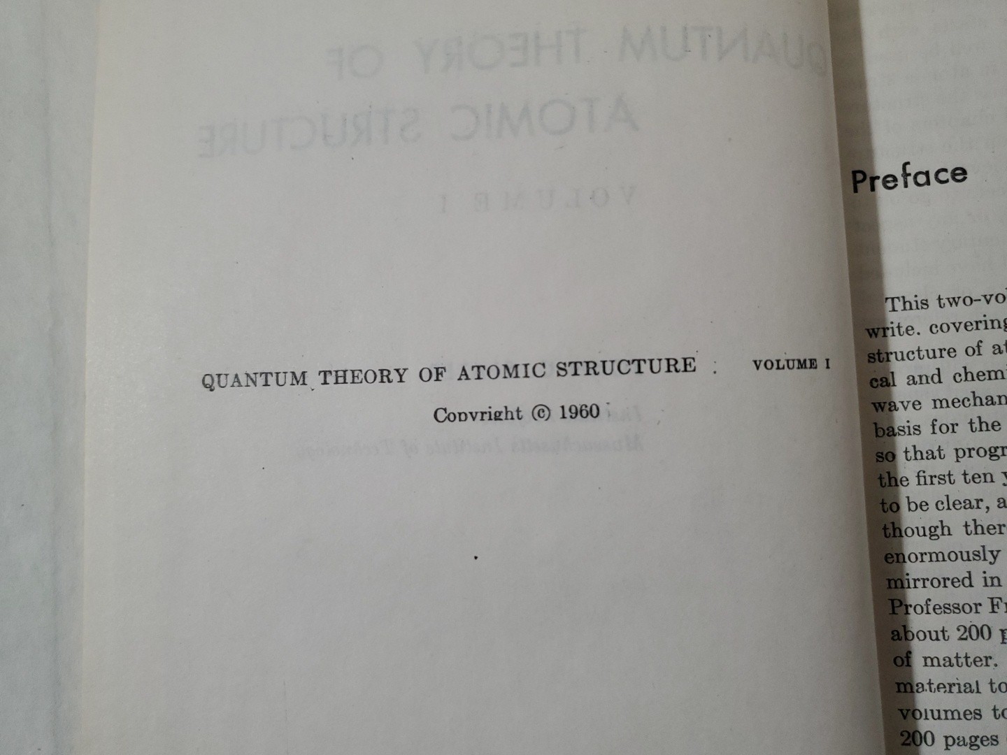Quantum Theory of Atomic Structure & Matter by John Slater, 1960, 1951 2 BOOKS