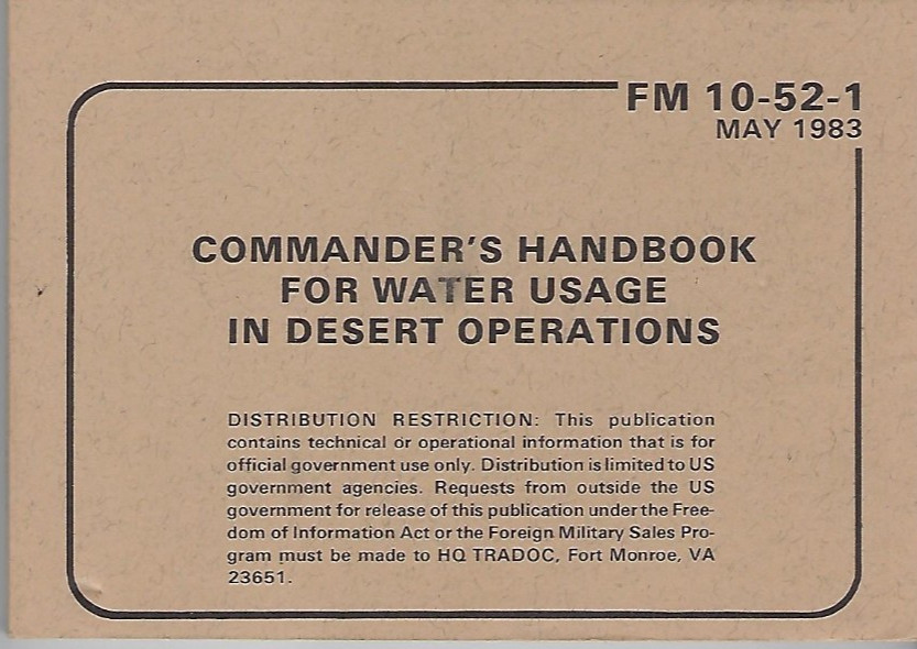 Historical book Commander’s Handbook for Water Usage in Desert Operations