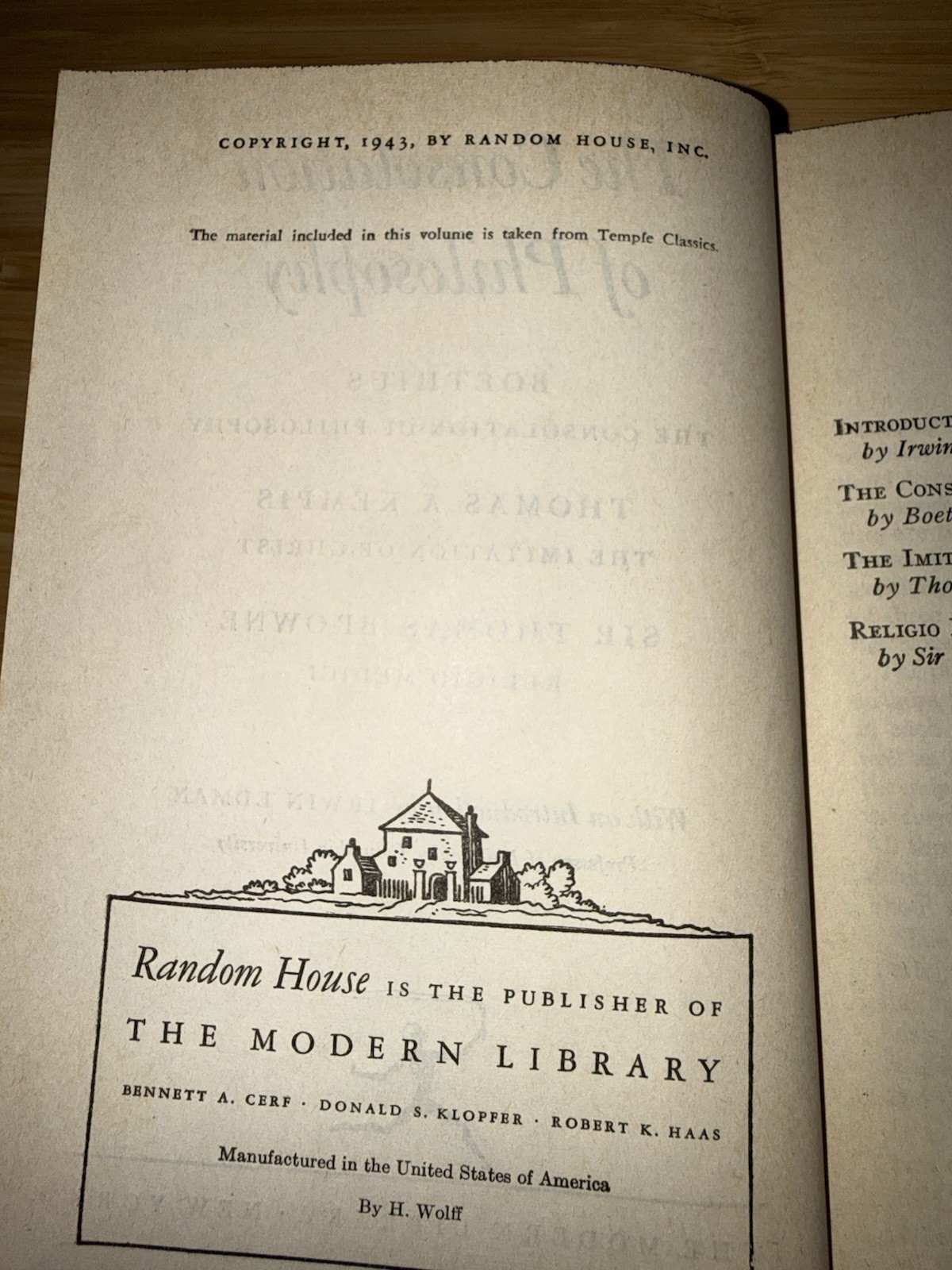The Consolation of Philosophy Modern Library HC DJ Boethius Thomas à Kempis Reli