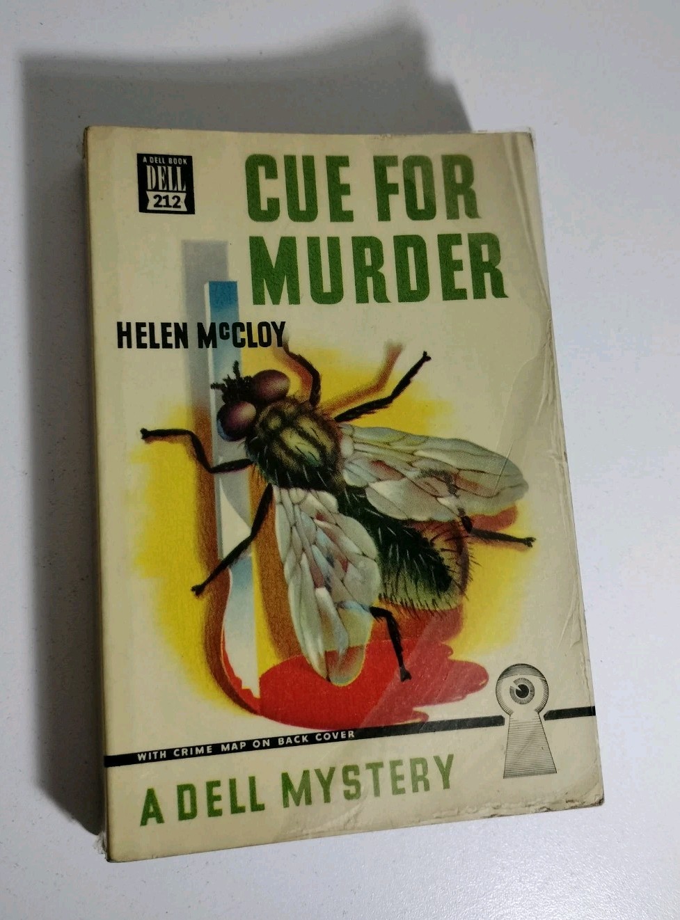 Cue for Murder – Helen McCloy – Dell Mystery Crime Map – Rare Intact Lamination
