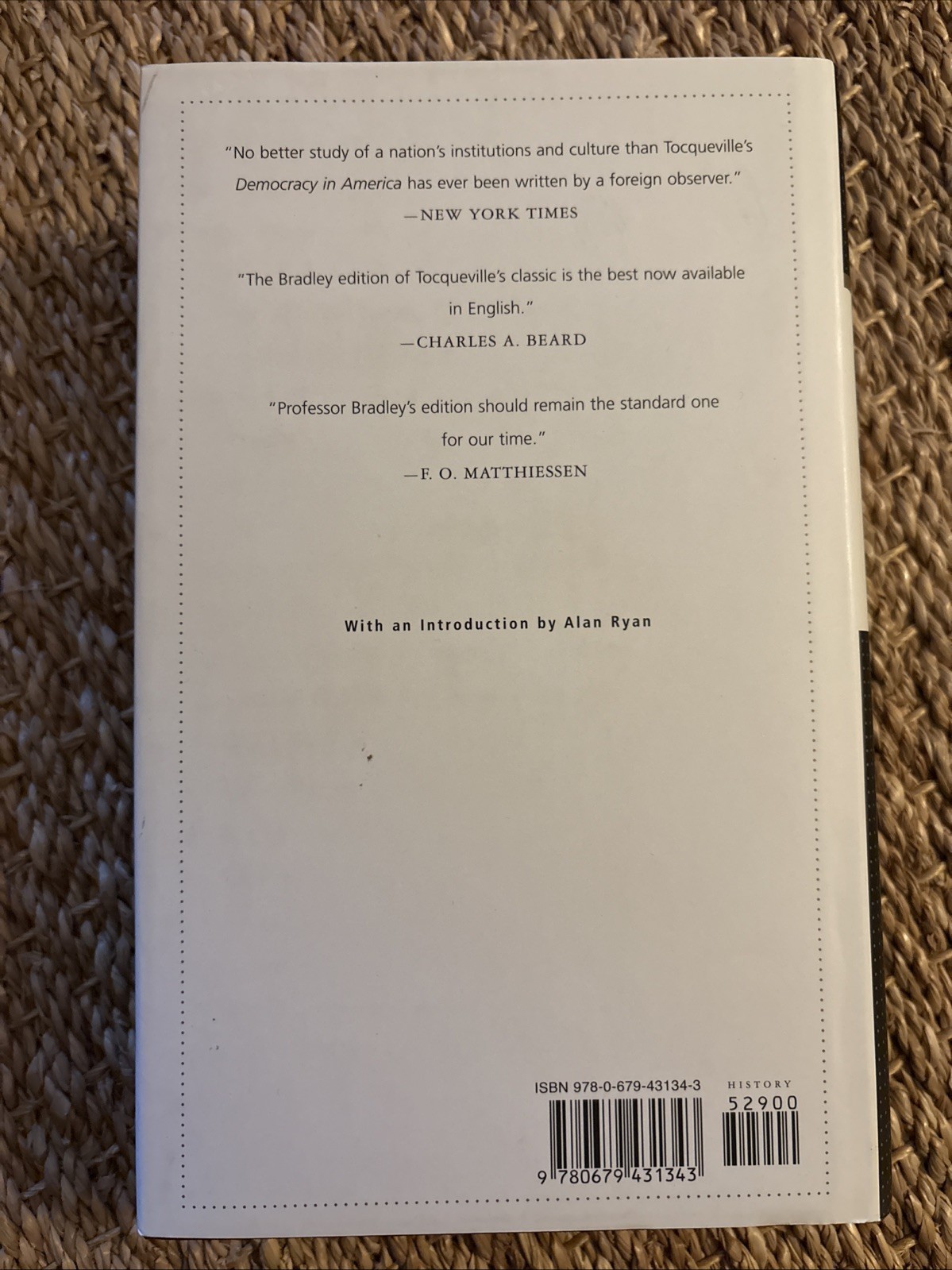 Everyman’s Library Classics Ser.: Democracy in America : Introduction by Alan…