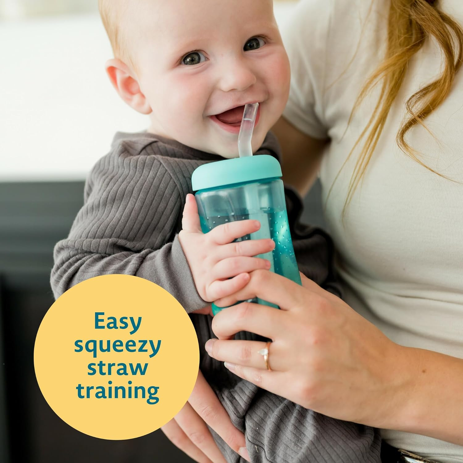 Squeeze & Sip Toddler Straw Cups – Squeezable Transition Sippy Cup with Silicone