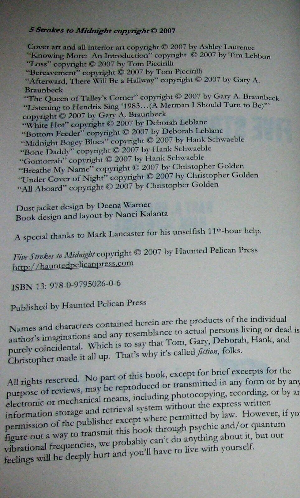 Five Strokes to Midnight Signed Limited Edition HC Horror Anthology All 5 Author