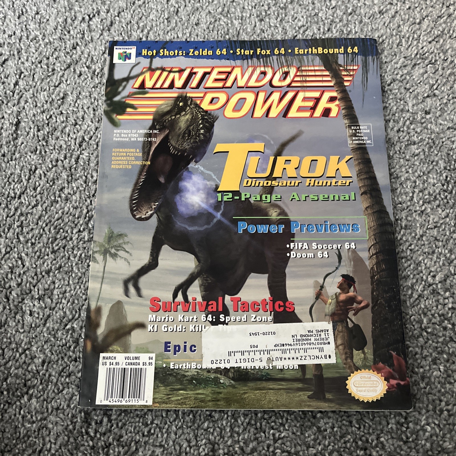 Nintendo Power Turok Dinosaur Hunter Mar 97 Vol Poster included
