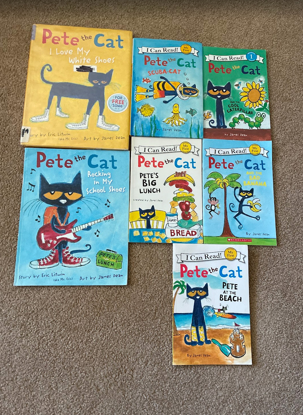 Lot of 7 Pete the Cat Series Books by James Dean Kids Picture