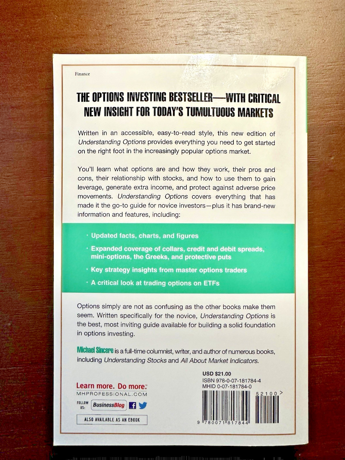 Understanding Options 2E by Michael Sincere (2014, Trade Paperback) *FREE SHIP