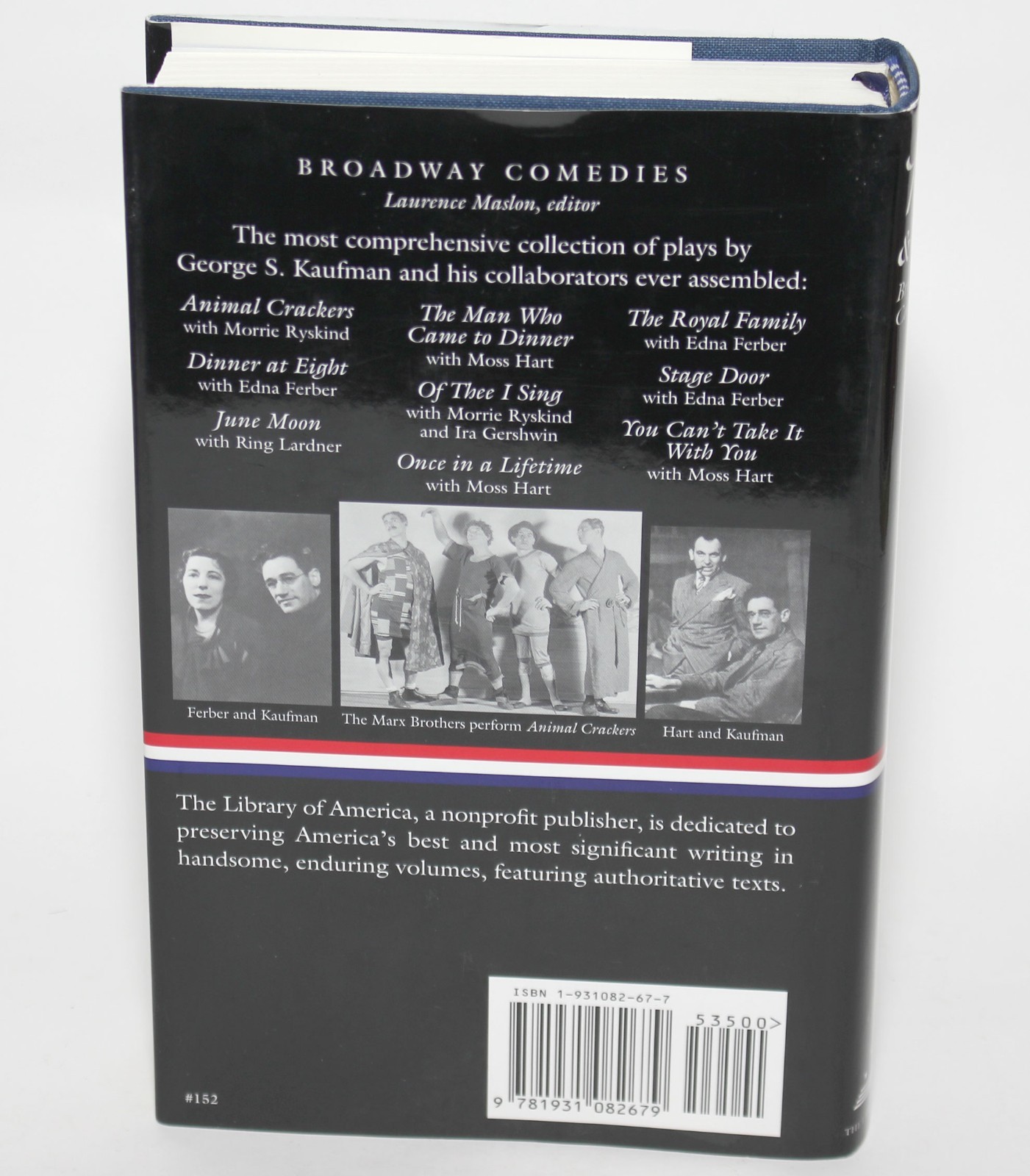KAUFMAN & Co.: Broadway Comedies LOA 152 2004 1st Printing HC/DJ Animal Crackers