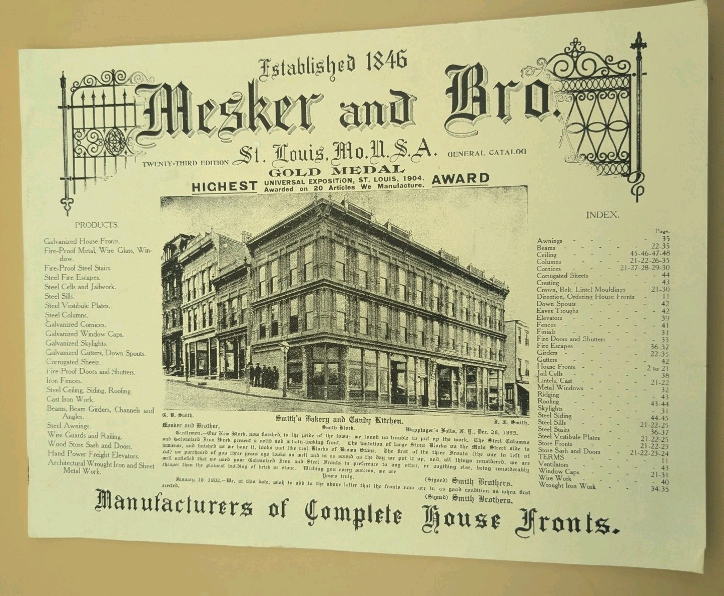 Barn Find Reprint of Early 1900’s Mesker & Bro. Catalog House Fronts Iron Jails