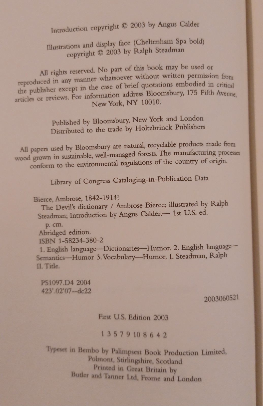 Ralph Steadman, The Devil’s Dictionary. Ambrose Bierce 1st Print Hardcover. Nice