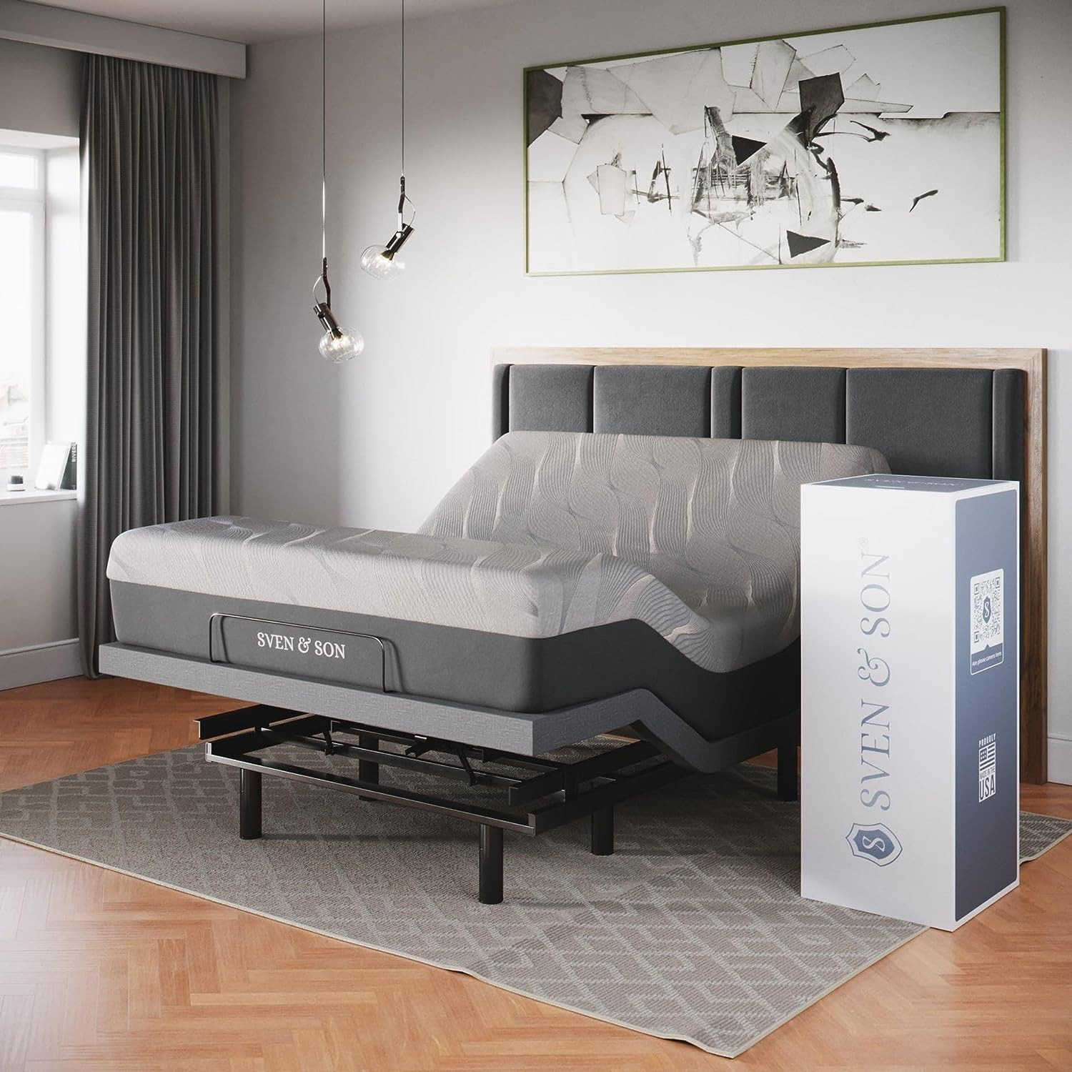 Adjustable Bed Base with Massage, USB, Lights & 10″ Firm Memory Foam Mattress