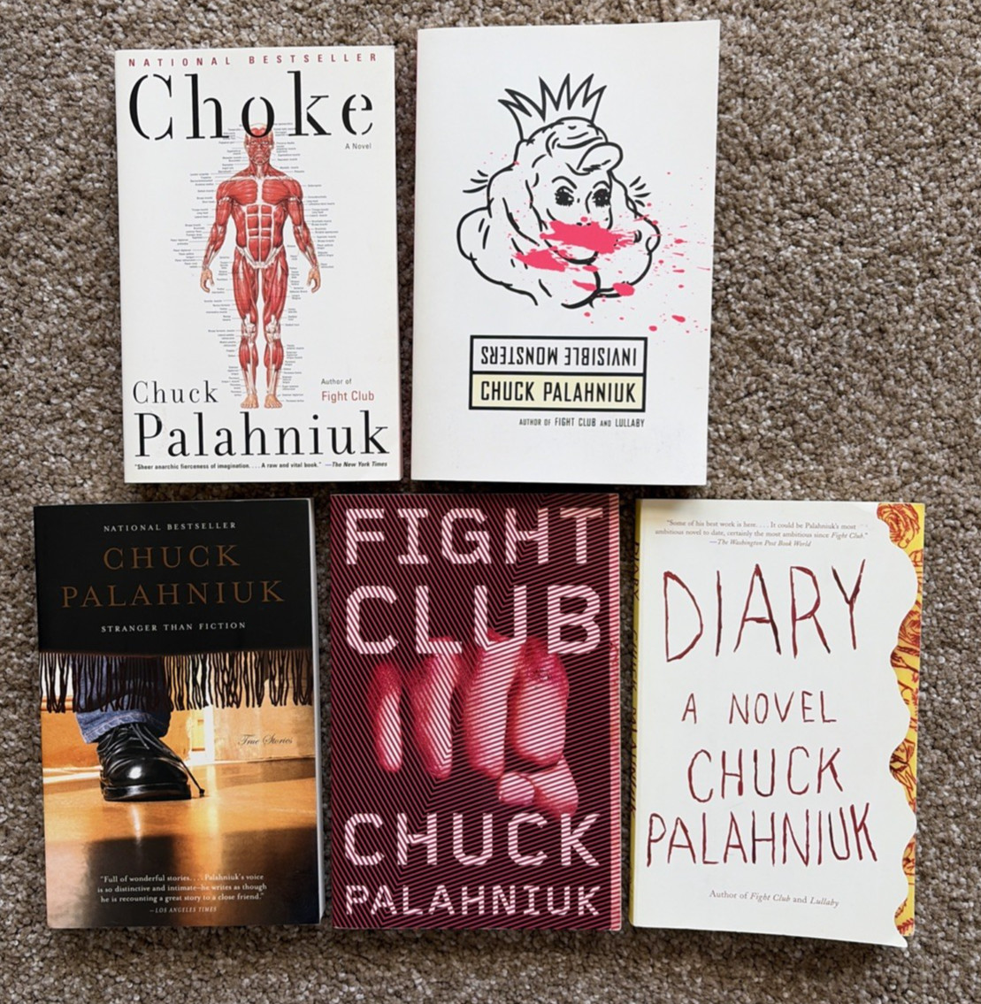 Lot Of 12 Chuck Palahniuk Books 9 PB & 3 HC Choke Haunted Snuff Lullaby Diary VG