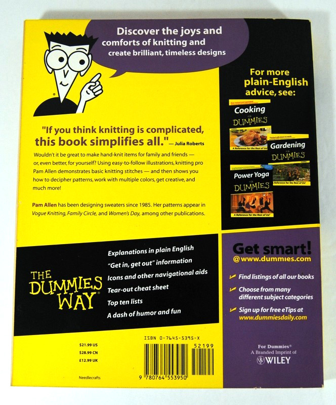 Knitting for Dummies by Pam Allen 2002 Wiley & Sons 392 Pages Trade Paperback