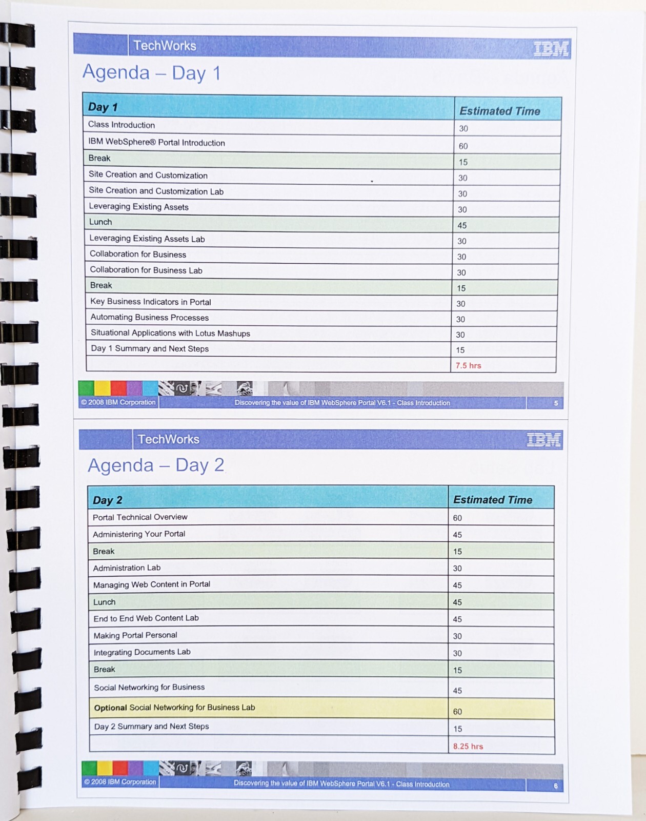 IBM Techworks WEBSPHERE PORTAL 6.1 Presentations w/ Lab Exercises, Spiral-Bound