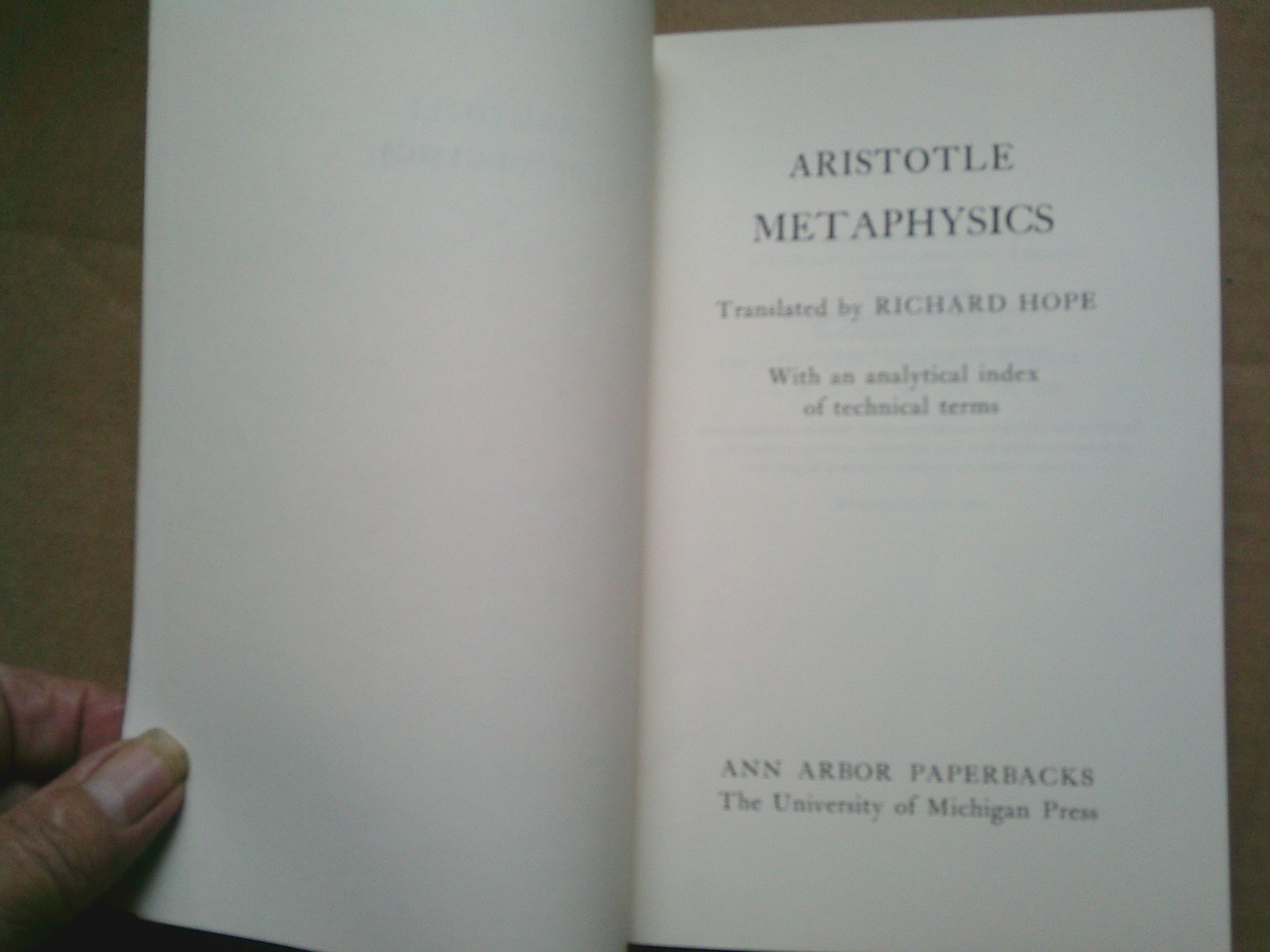 Aristotle-Metaphysics, 1960 Paperback