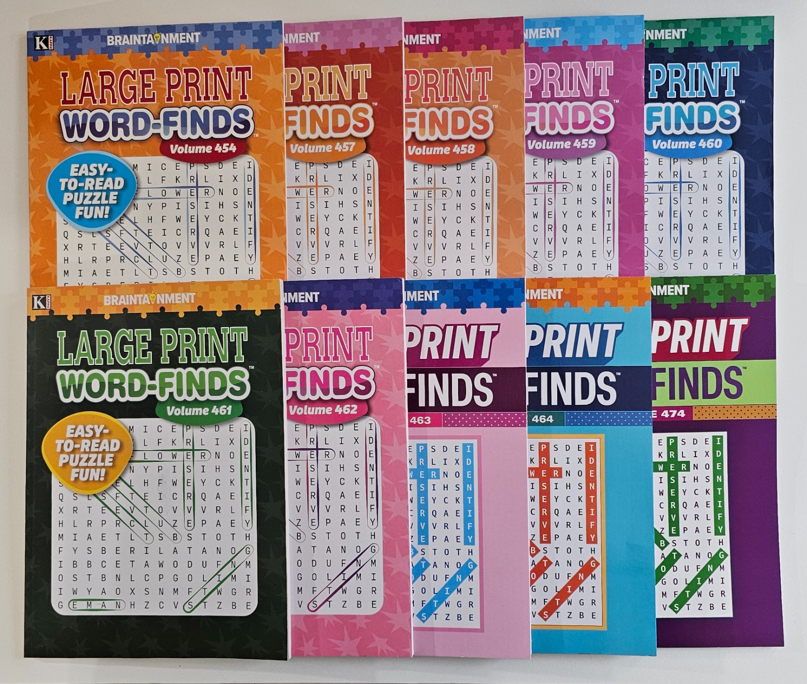 10 New Large Print Word-Finds Puzzle Books Kappa Games Vol#454-474 ~ Search,Hunt