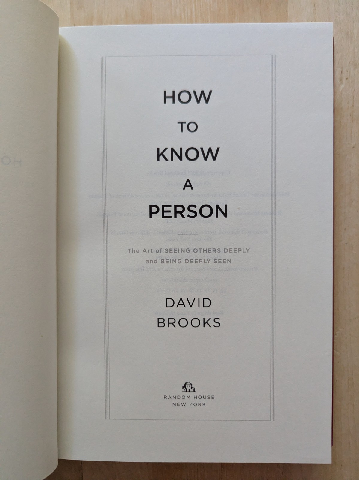 How to Know a Person by David Brooks *Signed by Author” NEW!!!