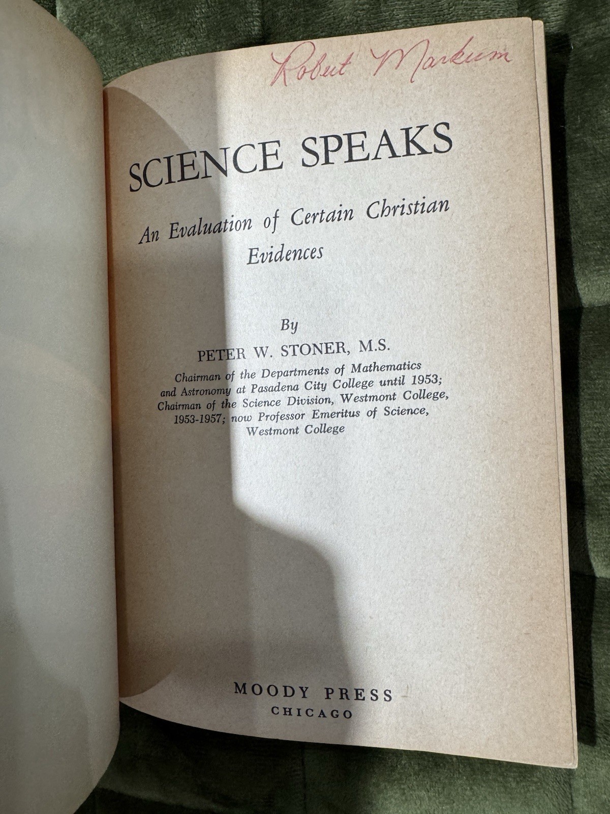 💎 Highly Sought After 💎 SCIENCE SPEAKS Peter W. Stoner 1963