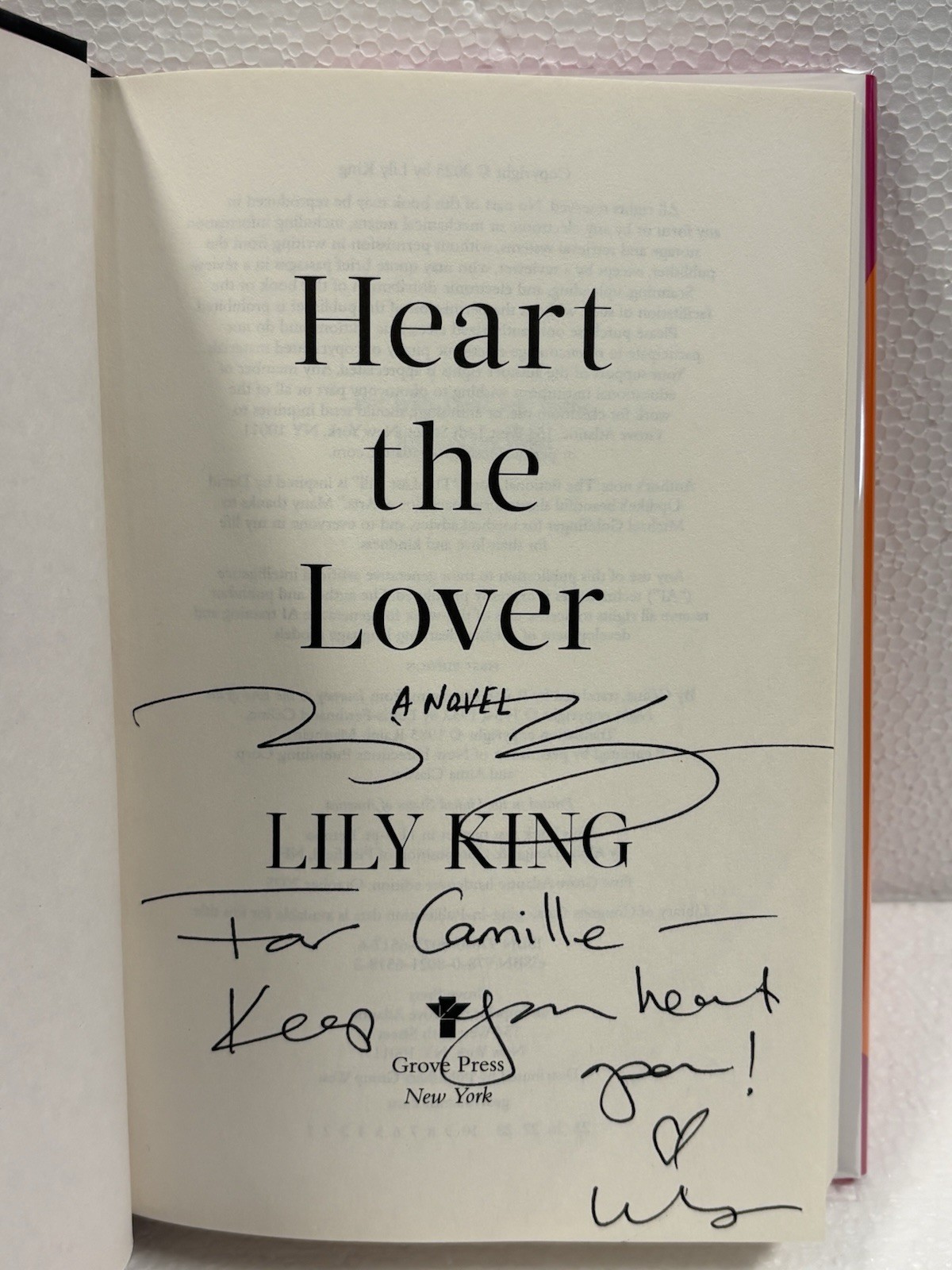 Lily King – Heart the Lover – Signed, 1st Edition/1st Printing, 2025