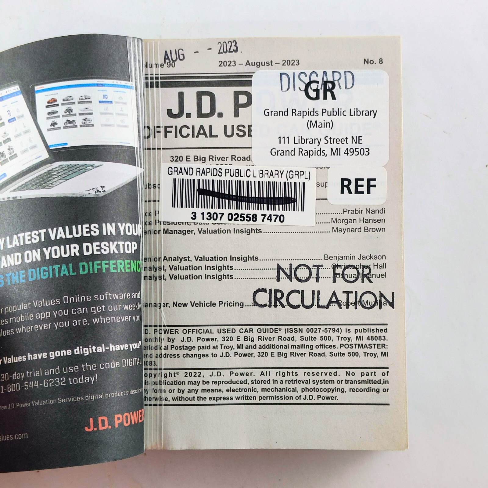 JD Power Official Used Car Guide Central Edition 2016-2023 August 2023 Book