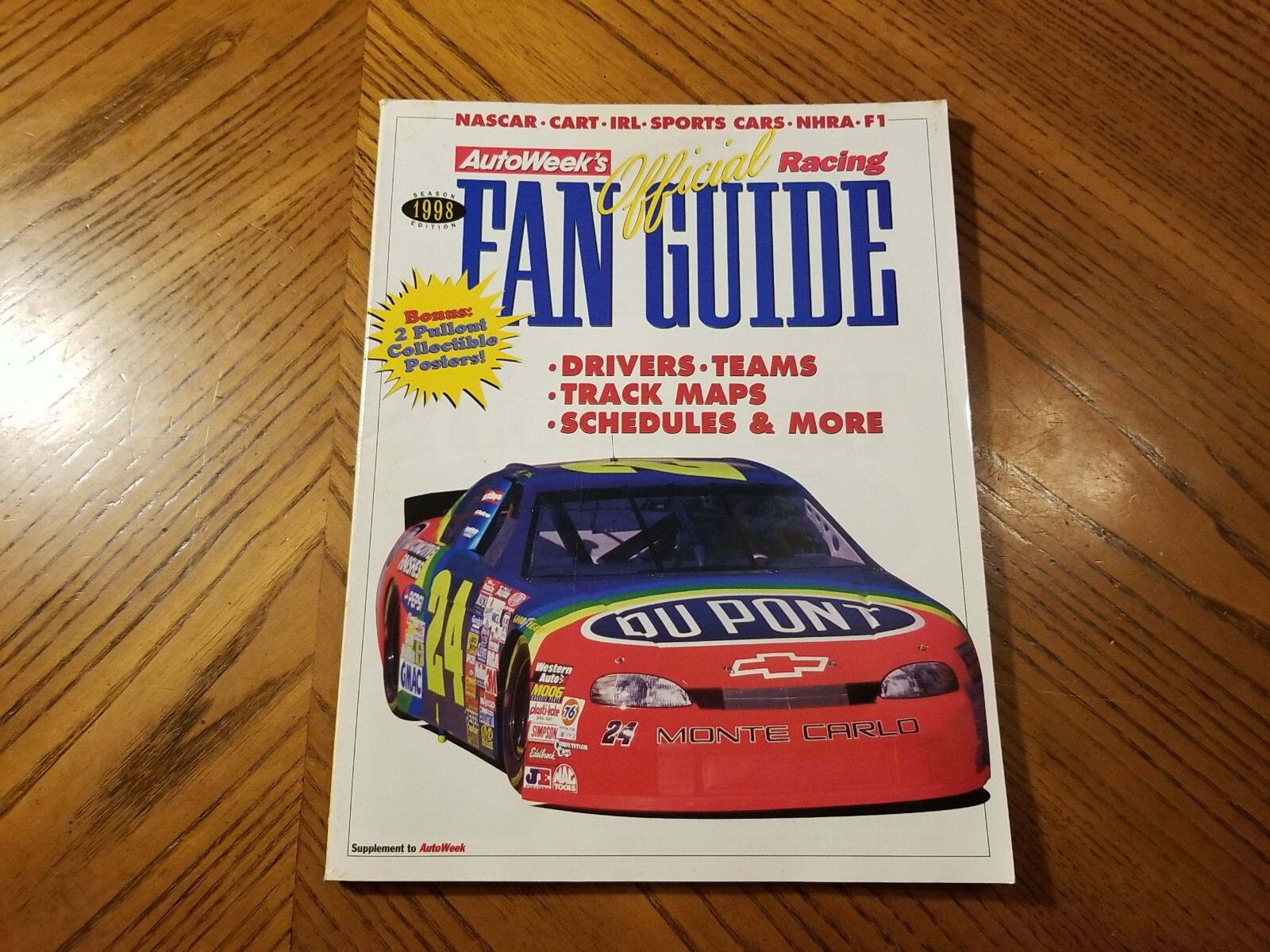 Autoweek Magazine 1998 OFFICIAL RACING FAN GUIDE NASCAR CART IRL SPORTS CARS F1