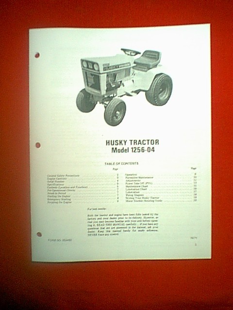 BOLENS HUSKY 1256 TRACTOR MODEL 1256-04 OWNER’S MANUAL 10/71