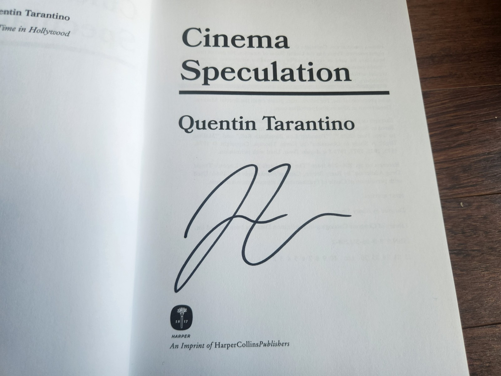 Quentin Tarantino SIGNED Cinema Speculation 2022 First Edition Hardcover COA