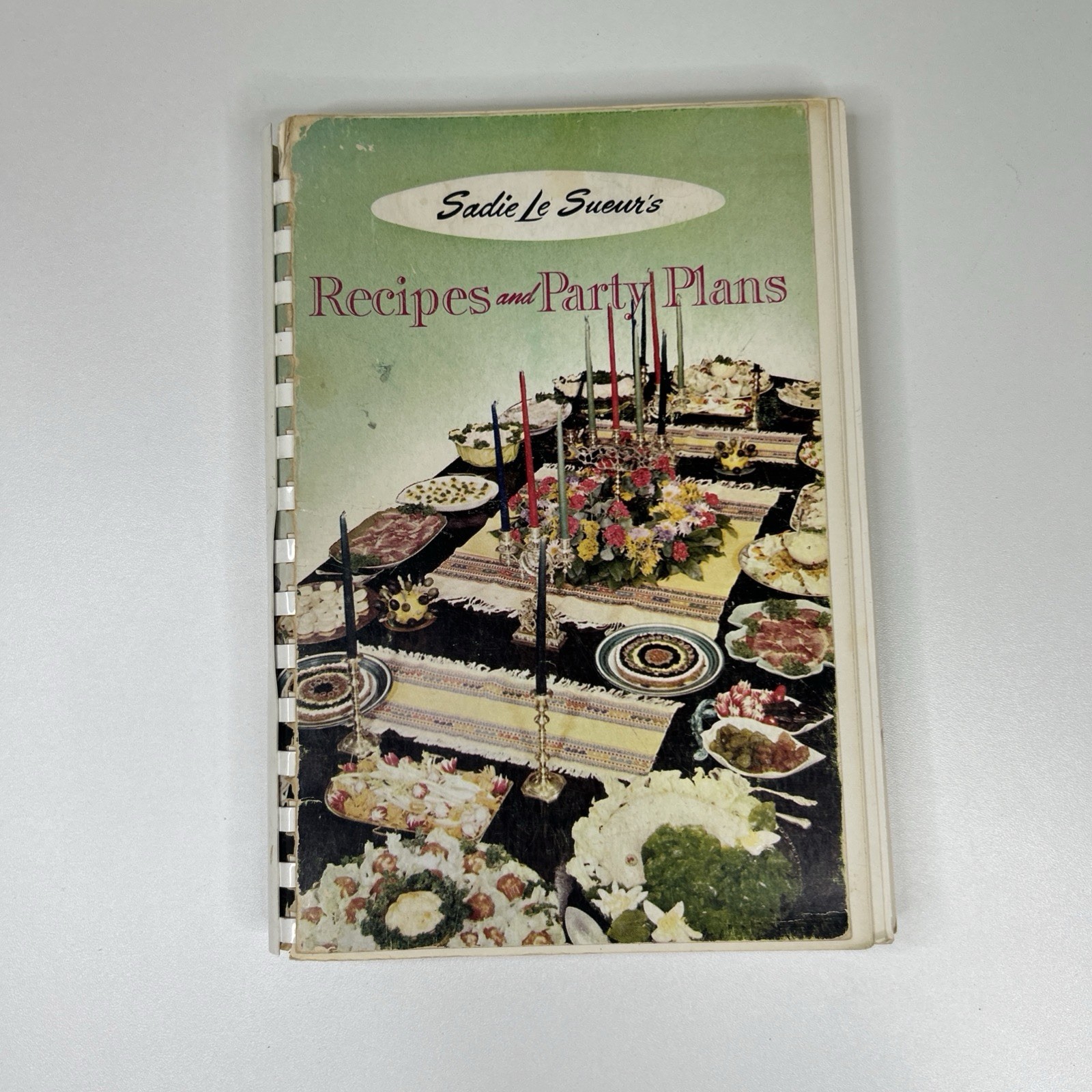 VTG MCM Sadie Le Sueur Recipes And Party Plans 1955 Spiral Bound Cookbook
