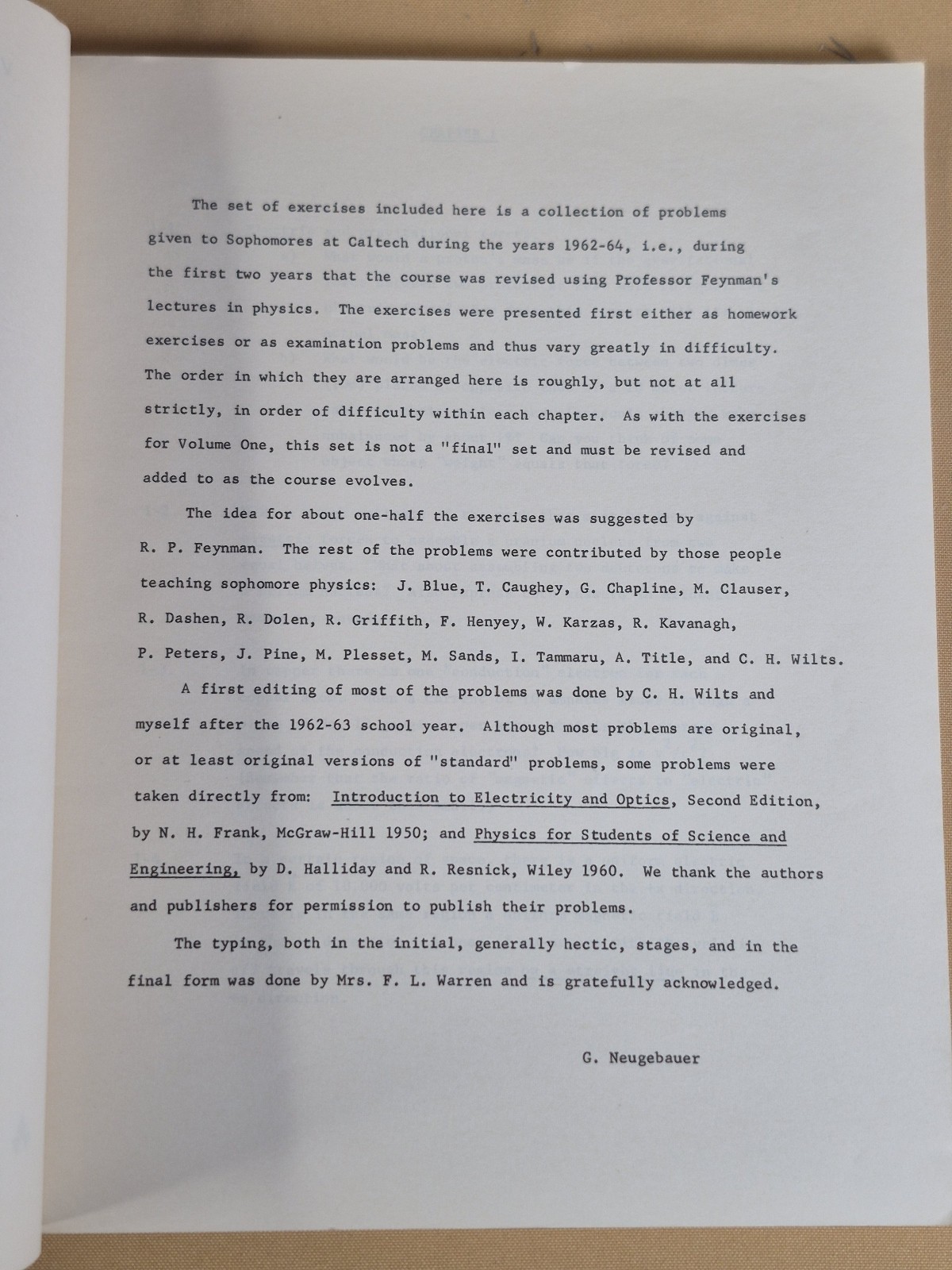 Exercises for Feynman Lectures on Physics – Volume 2 – Addison Wesley 1964
